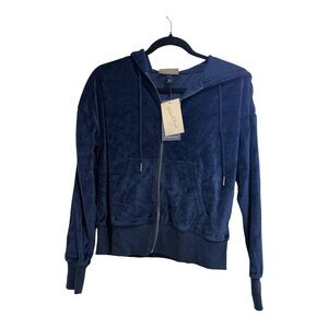 Universal Thread Women's Leisure Studio Velour Zip Up Hoodie Blue XS